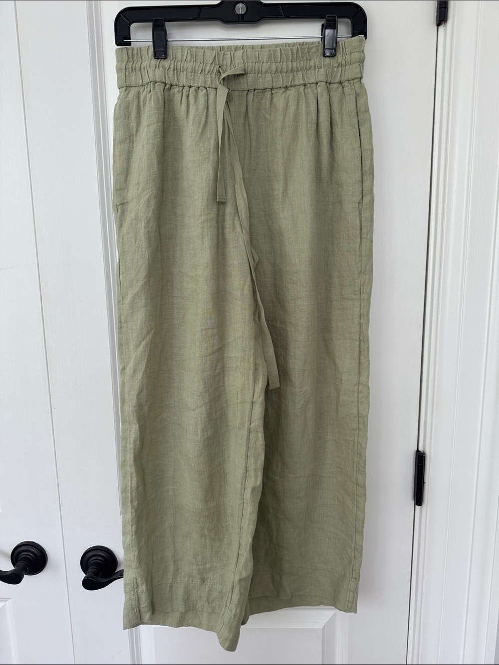 J Crew Drawstring Linen Cropped Pants